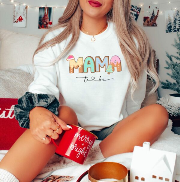 Mama To Be Christmas Pregnancy Sweatshirt, Pregnancy Announcement Holiday Crewneck  Gingerbread, Mama Sweatshirt Cozy Sweater, Pastels