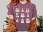 Comfort Colors® Pink Christmas Tree Tshirt, Cute Christmas Vibes , Merry And Bright, Christmas Lights Shirt, Cute Christmas Gift For Women