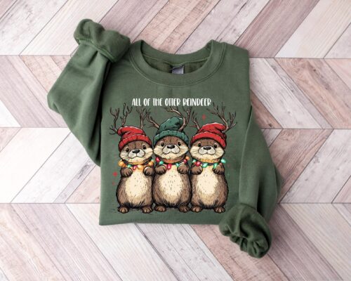 All Of The Otter Reindeer Christmas Sweater, Cute Christmas Otter Shirt, Christmas Funny Gift Shirt, Christmas Gift Shirt, Xmas Animal Tees