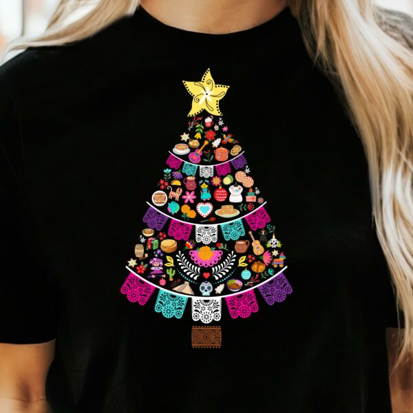 Mexican Christmas Tree T-Shirt, Holiday Tee, Unisex Unique Christmas Shirt, Hispanic Heritage Shirt, Mexican Food T Shirt, Christmas Tree